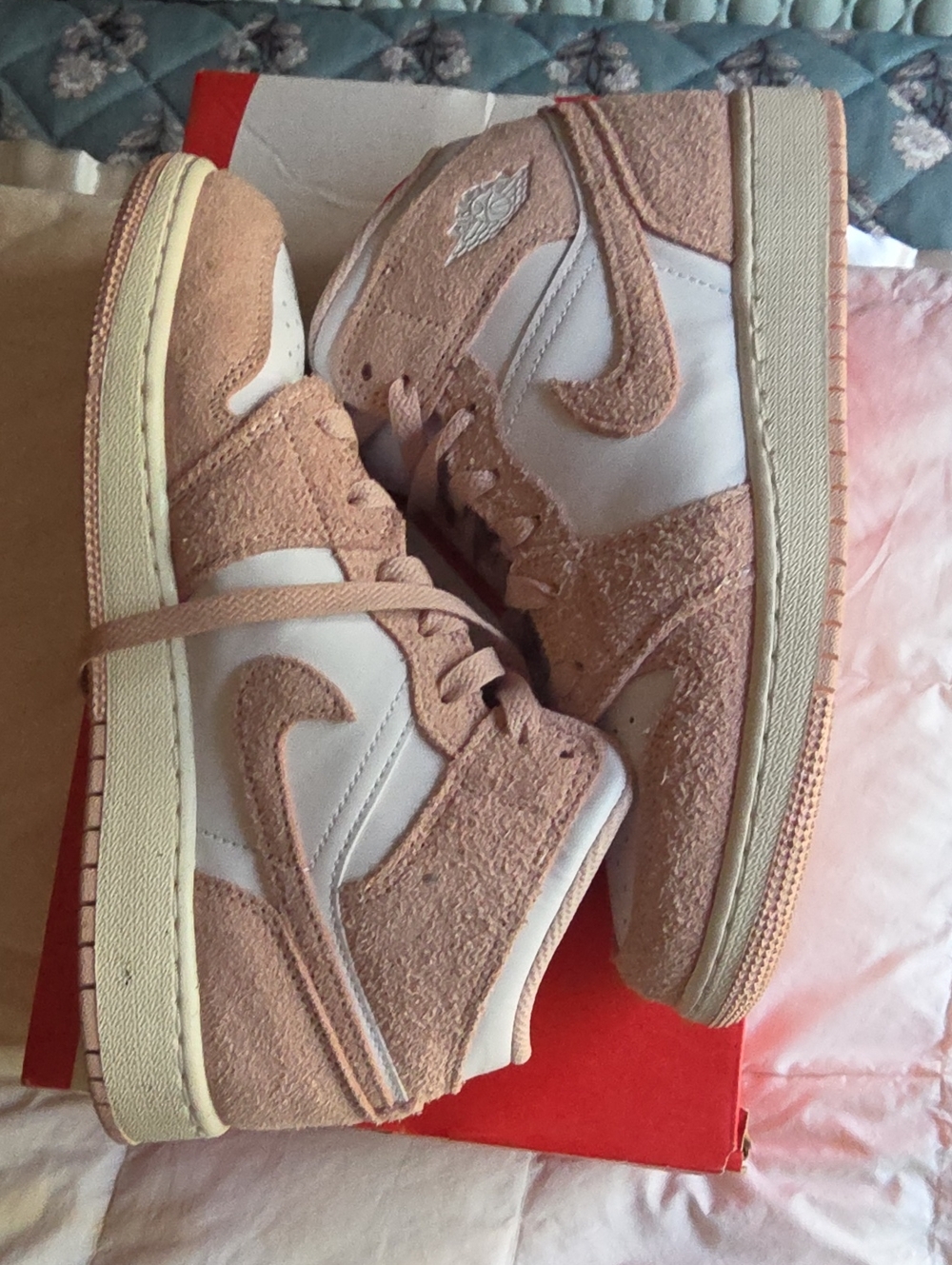 Nike Women’s High-Top Sneakers in Blush Pink and White